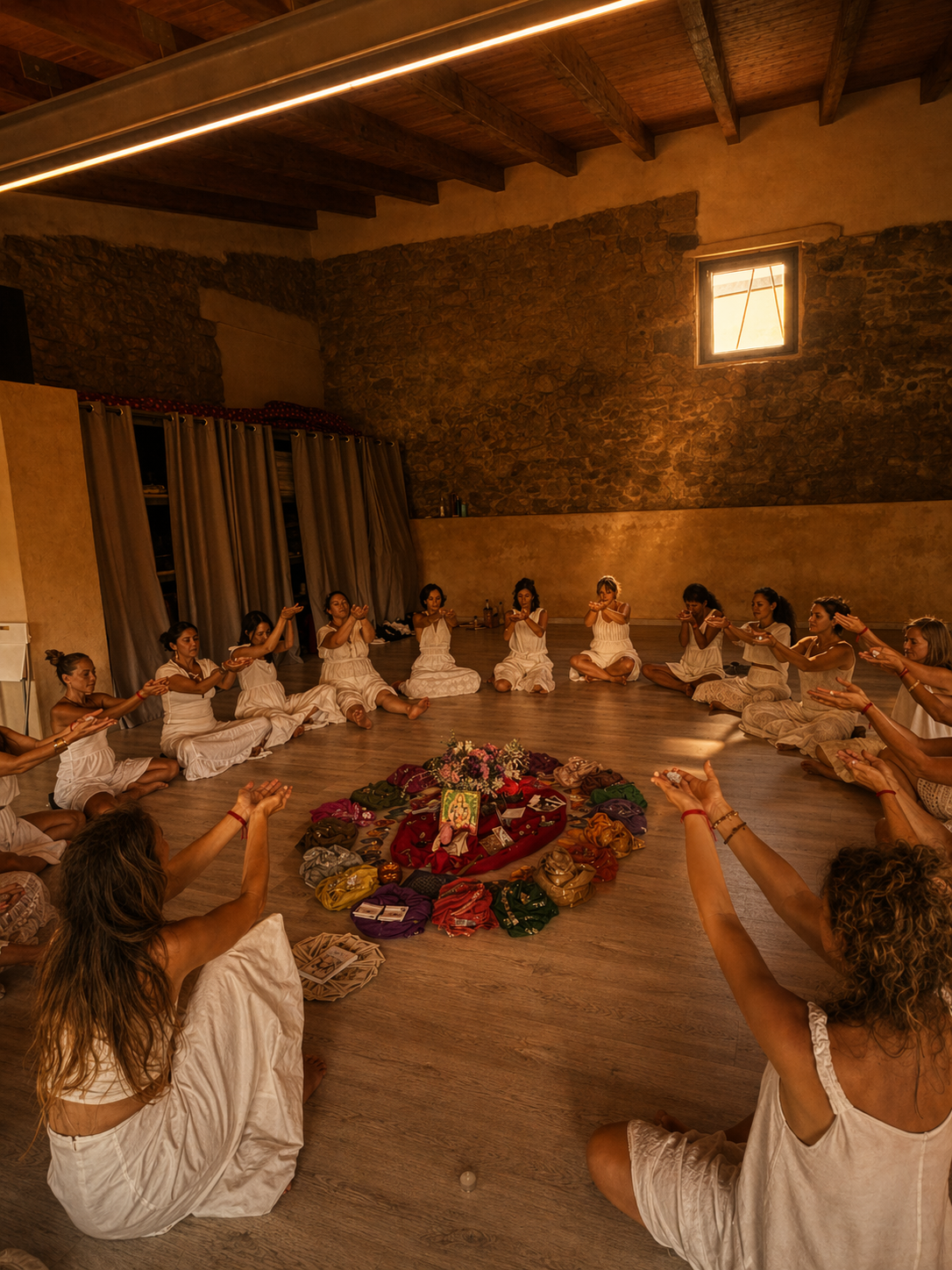 Mujeres practicando Danza Útera en círculo